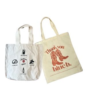 Lot of 2 Canvas Tote Bags Jim Beam and Cowboy Boots